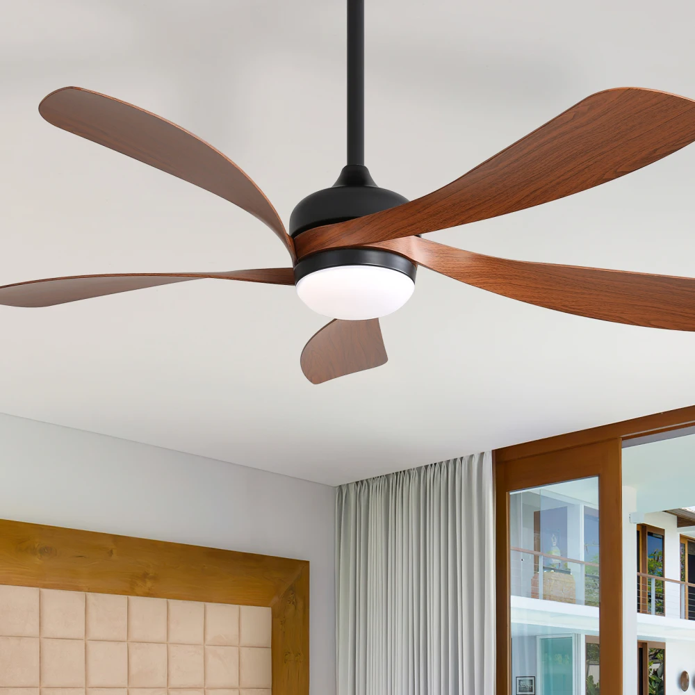 Ventilateur de plafond 42 pouces LED télécommande, 6 vitesses, éclairage 3 couleurs, fonction réversible été/hiver, design flush mount pour chambre et salon
